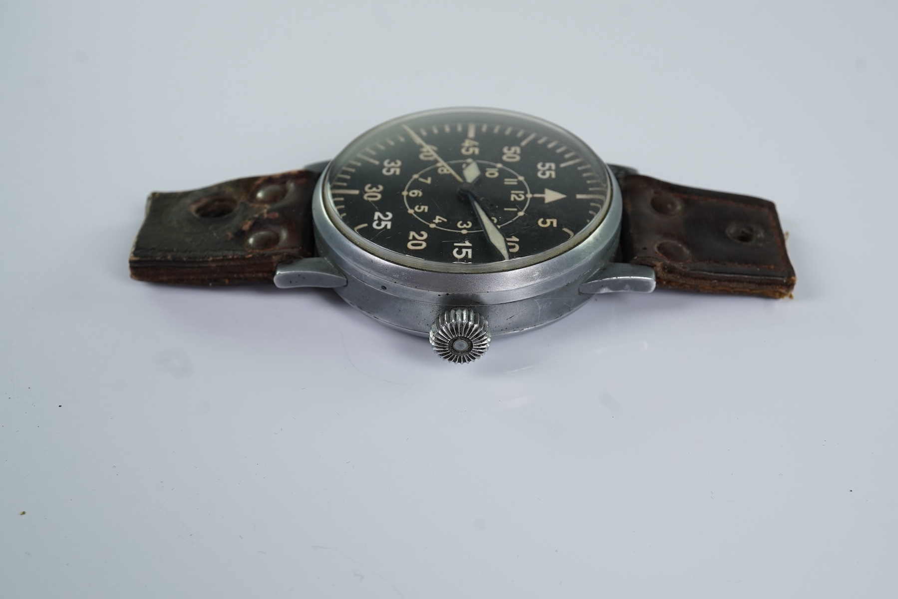 A gentleman's nickel plated brass German Laco B-UHR WWII Luftwaffe Navigators manual wind wrist watch, circa 1941